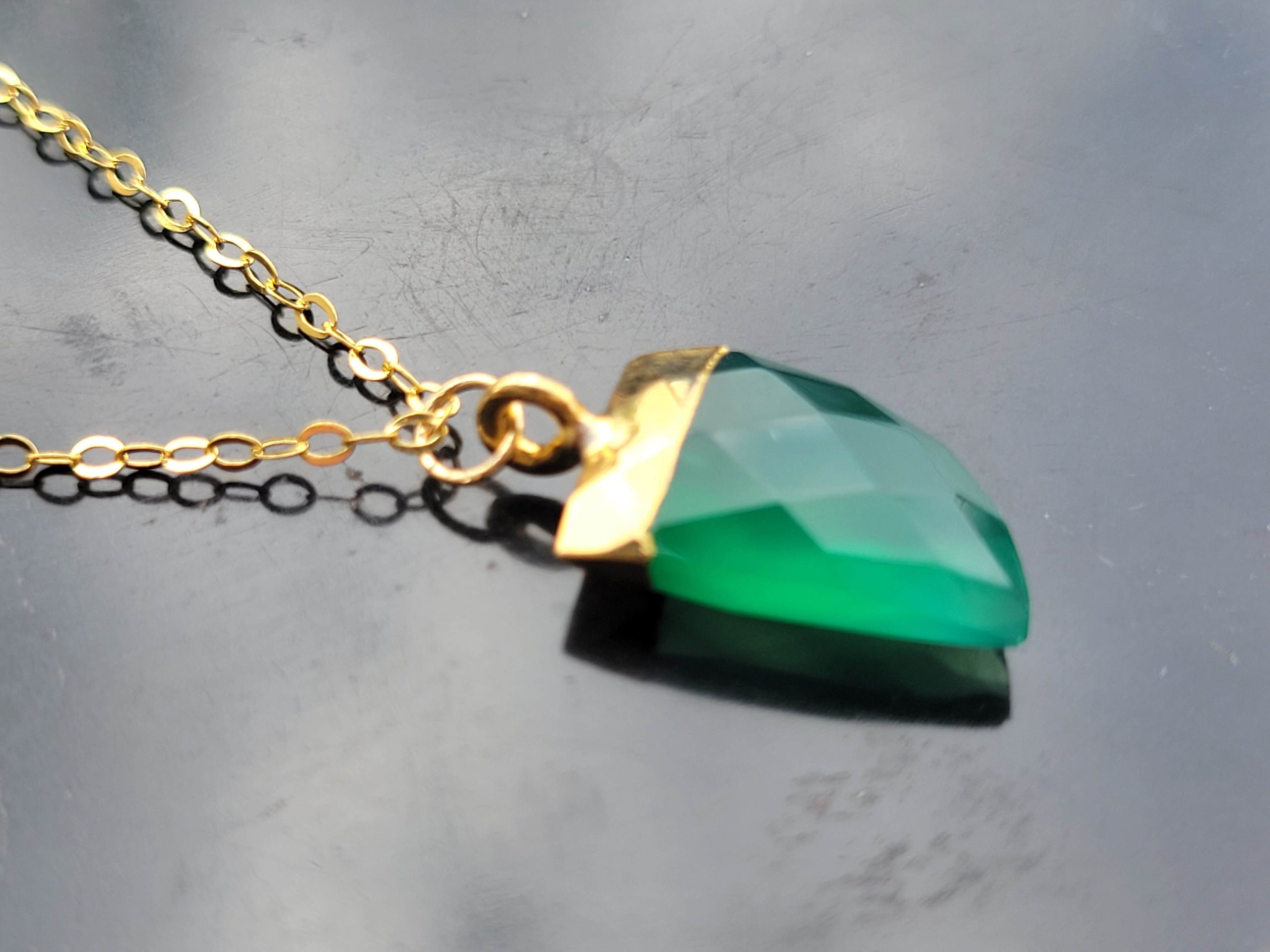 Green Onyx Horn Pendant Necklace